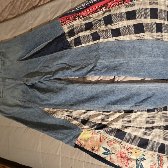 Free People Coetez Bandana Wide Leg Patchwork Jeans - Picture 5 of 6